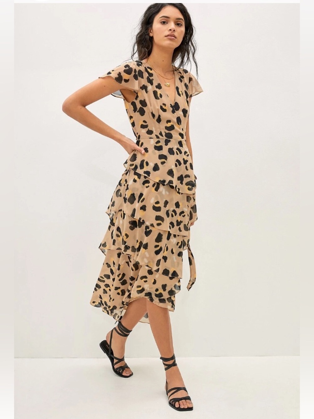 Anthropologie Hutch Lala Leopard Wrap Maxi Dress Size XL